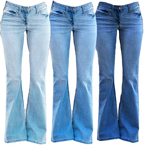 Andongnywell Mid Waisted Jeans for Women Fashion Baggy Denim Pants Loose Wide Leg Straight Jeans Boot Cut Trousers3