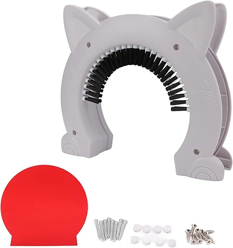 Miniatura 6 de Puerta interior para gatos, diseño silencioso profesional ABS puerta grande para gatos en interiores con cepillo para el cuidado del gato (blanco)