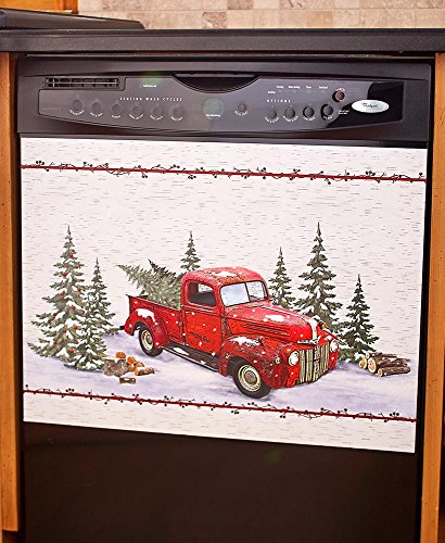 Vintage Country Red Pick Up Truck Dishwasher Magnet - Home Kitchen Decoration