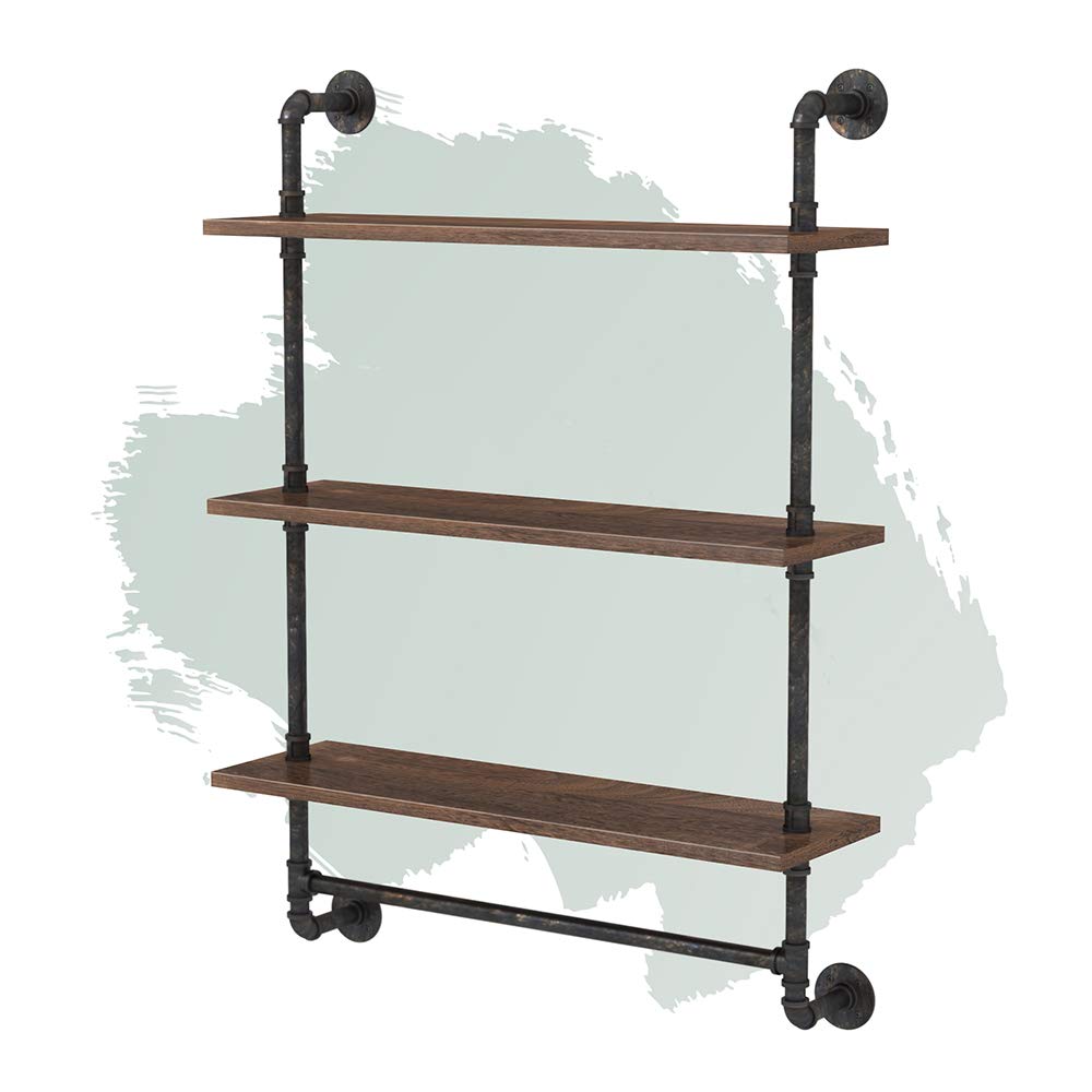 Buy Industrial Pipe Shelves with Towel Bar,Rustic Pipe Shelving Solid