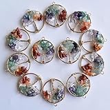 Venta al por Mayor, 10 Piezas de Colgantes de Cristal de 7 Chakras con Forma de árbol de la Vida de Piedra para marcar Joyas, por defecto