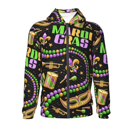 Mardi Gras3 Kids Pullover Hoodies Boys Zip Up Sweatshirts Girls Athletic Clothes with Pocket2