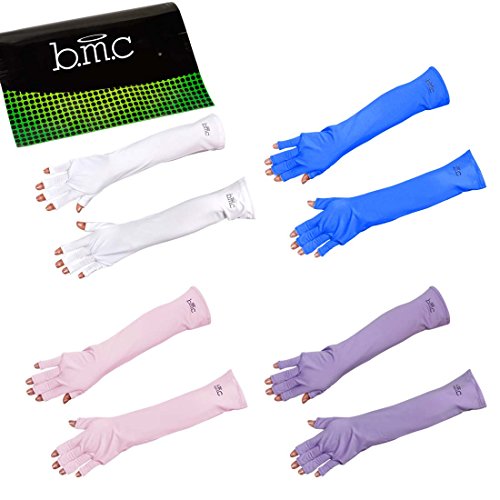 BMC Multicolor Anti UV Protecting Hand Forearm Gloves Open Finger Tip Gel Nail Art Design Manicure Accessory 8pc Set