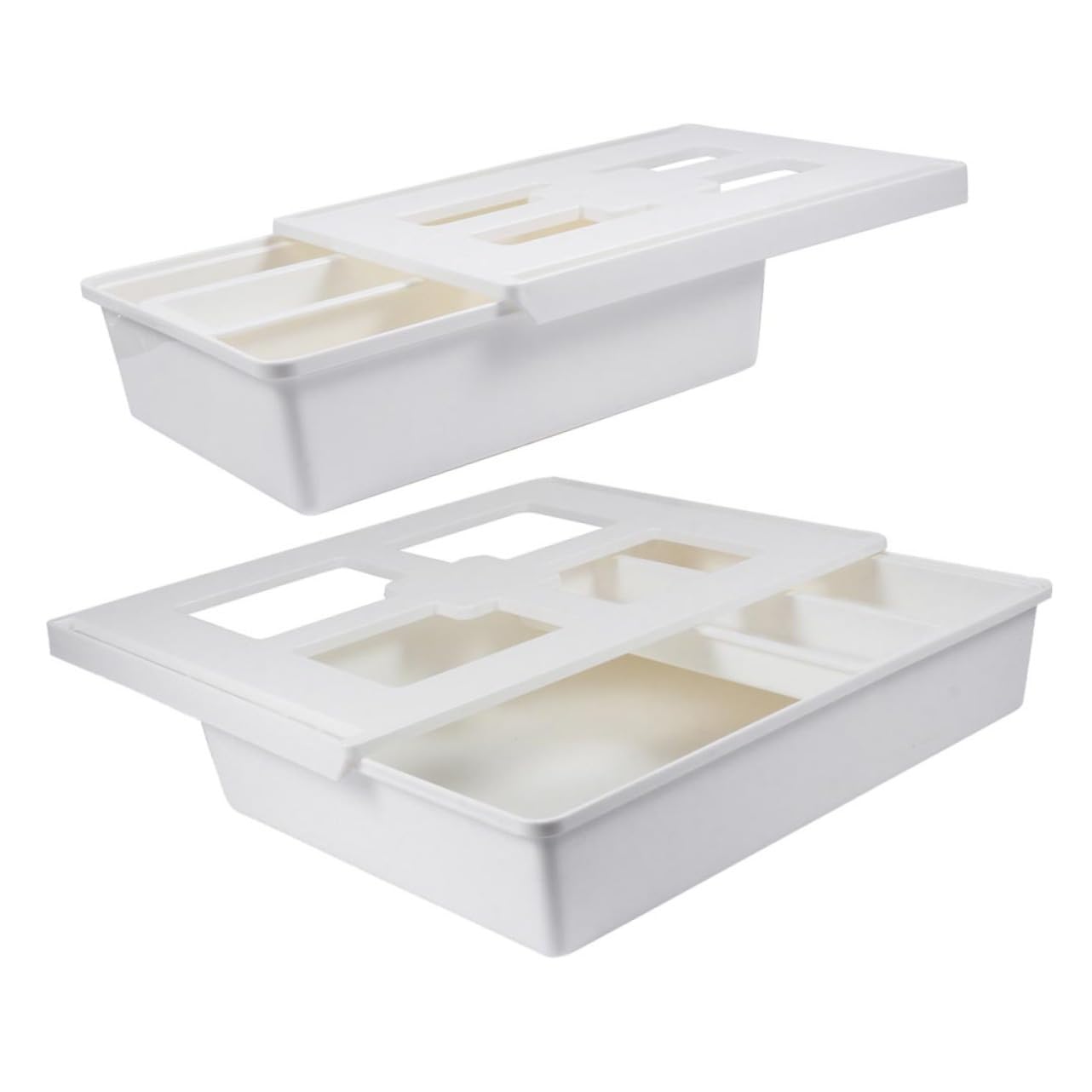 SHOWERORO 2piezas Caja Organizadora Adhesiva Bajo Escritorio Cajón Invisible Para Oficina y Hogar Almacenamiento Oculto Para Papelería y Utensilios Fácil Instalación y Ahorro De Espacio