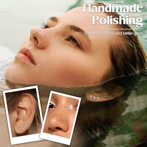 Thunaraz OC1202W 60Pcs Stainless Steel Nose Studs Rings Piercing Pin Body Jewelry 22G 1.5Mm 2Mm 2.5Mm White thumb #1