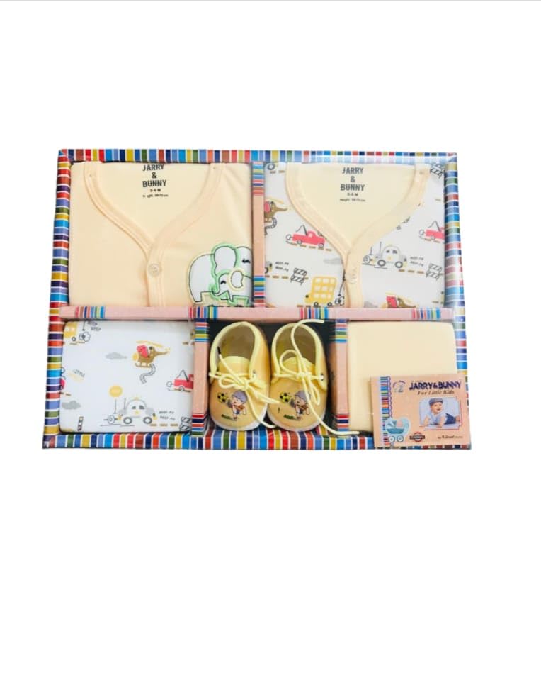 Jarry & Bunny Baby Gift Set, 6 Pieces, Newborn Clothing Set with Shoes, Multicolor Striped Box (Peach, 0-2 Months)-image-45