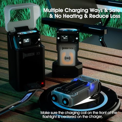 Image of WUBEN X3 Mini Flashlight with Rechargeable Charging Box 180 Degree EDC Keychain Flashlight 10 Mode Type-C Lanyard for Camping, Outdoor, Inspection, Gift