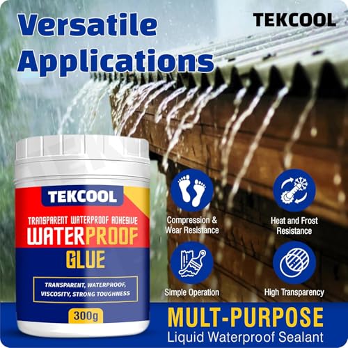 Image of TEKCOOL Crack Seal Glue 600gm with Brush Transparent Waterproof Resin Epoxy for Roof Leakage Crack Seal Agent Roof Water Leakage Solution Water Proof Glue for Waterproofing (600 GM / 2 Pack),'