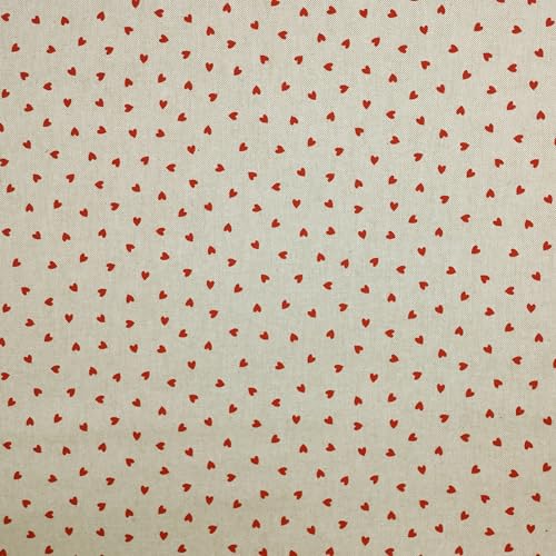 Panini Tessuti, Tissu Panama Motif Cœurs Rouges, Vendu au Demi-mètre, Largeur Fixe 140 CM; 1 unité = 50 cm; 2 unités = 100 cm - Ameublement, Chaises, Canapés, Fait Maison