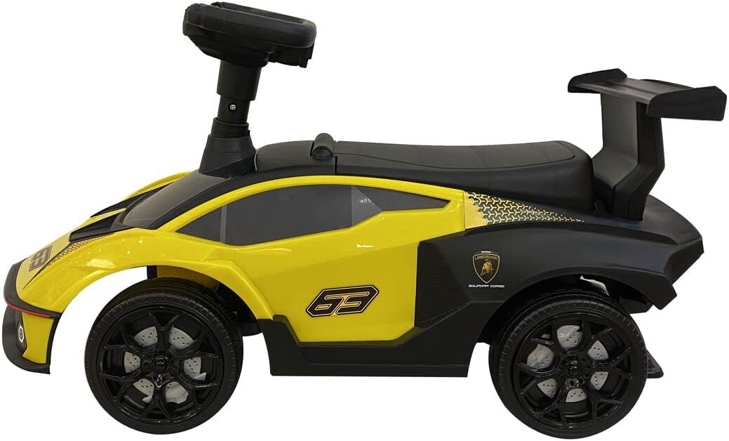 Best Ride On Cars Lamborghini Essenza SCV12 Push Car - Toy for Toddlers With Realistic Steering Wheel, Music, Horn, Comfy Seat, Backrest, Secret Storage - Yellow, Large