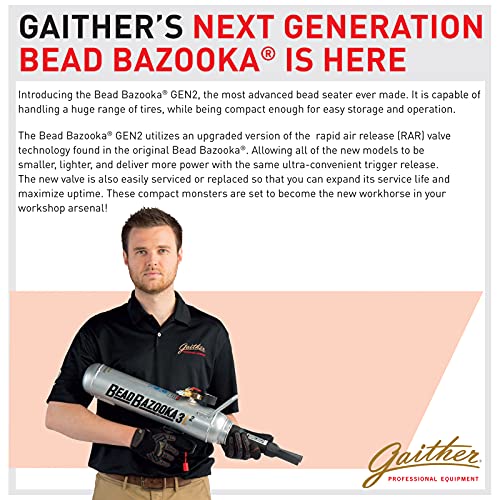 Image of Gaither Handheld Bead Bazooka - 2nd Generation, Bead Seater Tool with Rapid Air Release, for Passenger, Commercial, and Agricultural Vehicles