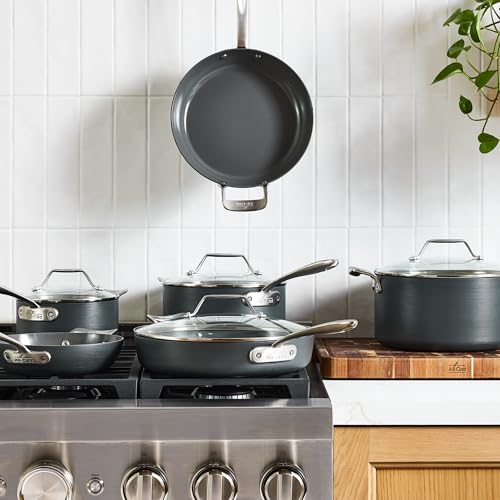 Image of All-Clad HA1 Ceramic Nonstick, 10-Piece Pots & Pans Set, Induction Ready | Complete ceramic nonstick cookware set, Scratch-Resistant Exterior, Superior Easy Organized Stacking, Oven Safe up to 450