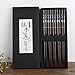 Chopsticks, Chopsticks Reusable, AOOSY 5 Pairs Japanese Natural Wooden Utensils Chop Stick for Sushi Cooking Noodles Rice Camping Travel Hair Adult Kids Chopstick Set with Boxes Value Gift Dishwasher