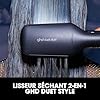 GHD - Coffret Duet Style - Lisseur Séchant 2-en-1 (Noir), Brosse & Pochette incluses. Sèche & Lisse Simultanément Sans Dommage Thermique ni Frisottis sur Cheveux Mouillés. Tous Types de Cheveux