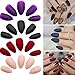 editTime 12 sets/288pcs Solid Colors Matte Acrylic Stiletto False Nails Full Cover Fake Nails Tips Natural Medium Claw Nails Tips with a Crystal Nail File (Matte Stiletto)