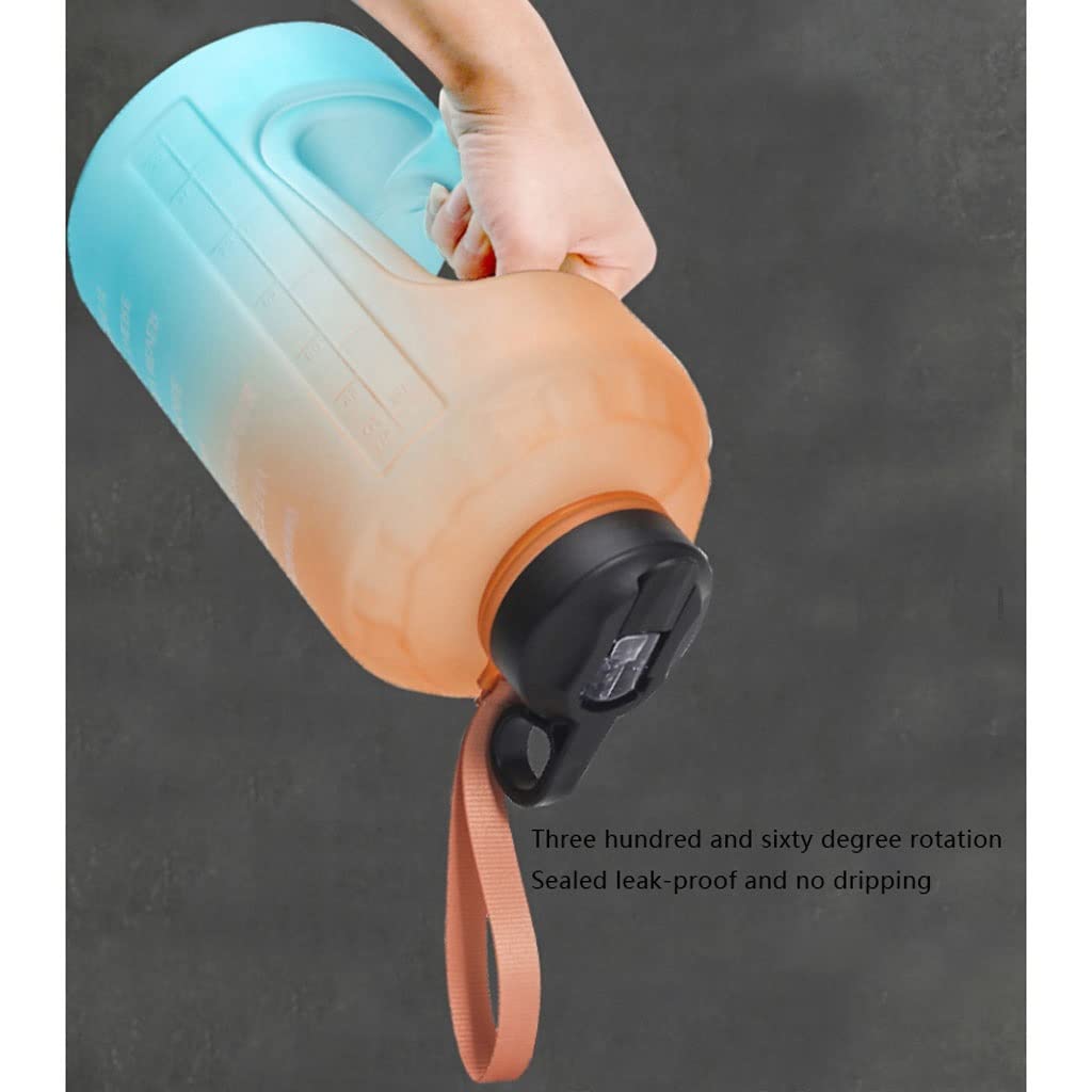 Bottiglia Acqua Sportiva 3.78L Bottiglia di grande capacità con coperchio del marker di tempo for le bevande dell'acqua Bevande del latte Simple Tazza con bottiglia di bere paglia Sport Borracce ( Blu