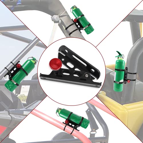 BOVIROOS Adjustable Aluminum Roll bar Fire Extinguisher Mount Holder Bracket Compatible with for Jeep Wrangler TJ JK JL Gladiator JT Ford Bronco UTV Polaris RZR Can-Am with 8 Scratch Proof Clamps