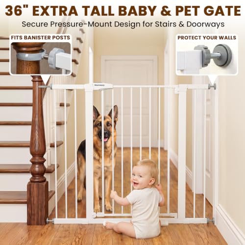 Image of Mumeasy 36 inch Extra Tall Dog Gate, 29.7-46 inch Baby Gate for Stairs & Doorways