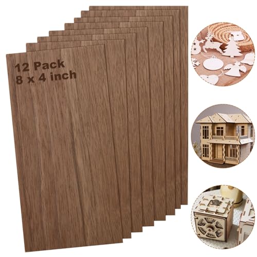 CYEAH 12 Pcs Walnut Wood Sheets, 8 x 4 inch ...