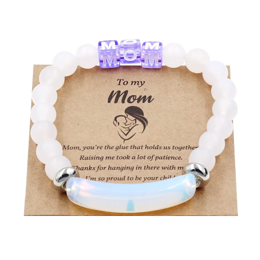 Bracelet perles cristal de guérison rose Uloveido pour la Fête des Mères
