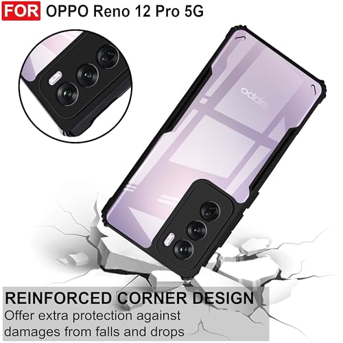 Image of Zapcase Back Case Cover for Oppo Reno 12 Pro 5G | Compatible for Oppo Reno 12 Pro 5G Back Case Cover | Clear Case with Camera Protection | (TPU + PC | Matte Black)