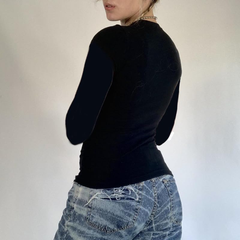 Y2K Fairy Grunge Long Sleeve Shirts Aesthetic Graphic Slim Fit Tops Vintage Harajuku 90s Girls Autumn Streetwear4