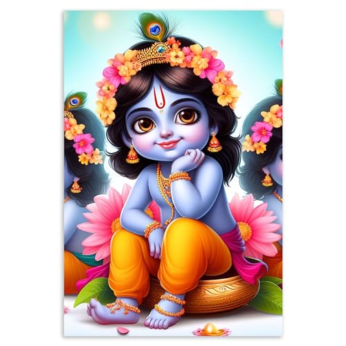 Image of Twinster Bal krishna Posters Photo for Pregnant Women, Baby Poster Self Adhesive (Size 45 cm by 30 cm) Pack of 1 (Design 5)