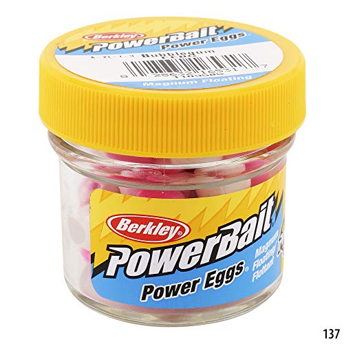 Berkley Powerbait Power Eggs Floating Magnum Fishing Soft Bait, Bubblegum - Original Scent, .5 Oz Small Jar #TOP1
