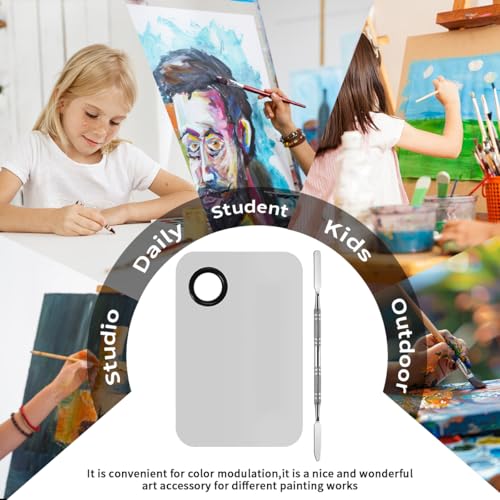 Make-up Paletten Edelstahl, 2 Stücke Kosmetikpaletten mit Spatel, Professionelle Kosmetische Mischen Palette, Makeup Mixing Palette für Kosmetik, Lippenstift, Nail Art und Pigment Mischen (Silber)