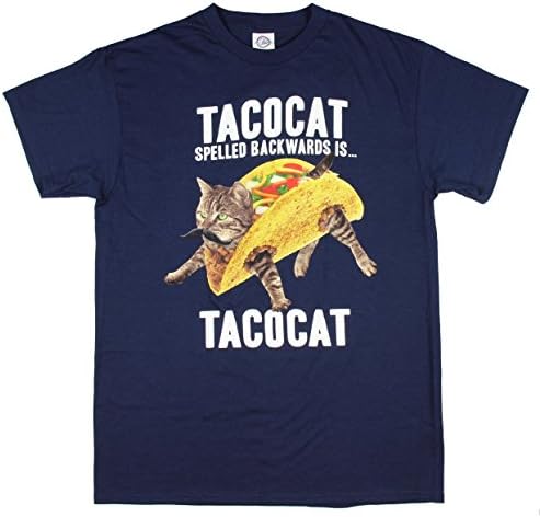 Tacocat Spelled Backwards is Tacocat Kitty Cat Navy Graphic T-Shirt