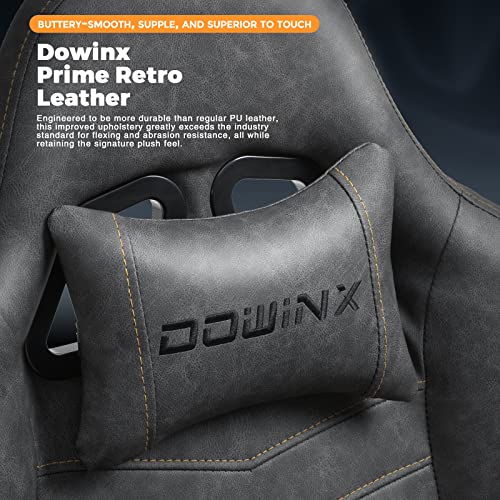 Image of Dowinx Gaming Chair Big and Tall, Ergonomic Game Chair for Adults with Footrest and Massage Lumbar Support, High Back Computer Gamer Chair PU Leather, 350Lbs, for Office, Home, Grey