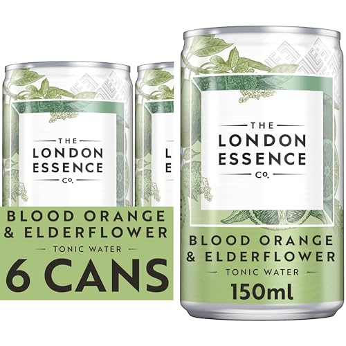The London Essence Co. Blood Orange & Elderflower Tonic Premium Cocktail Mixer 150ml Pack of 6 cans No Artificial Colours Preservatives or Flavours Low Calorie