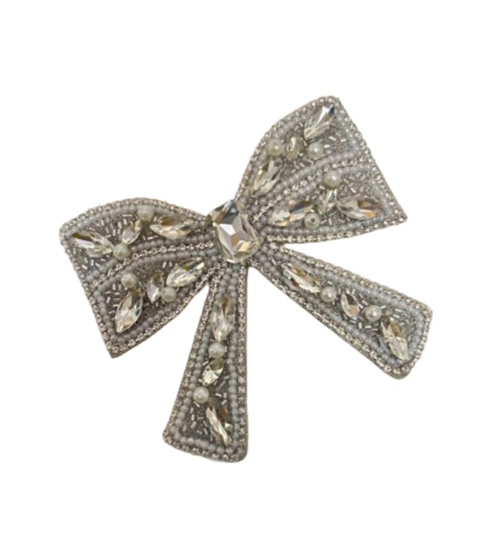 Silver Crystal Embellished Bow Hair Clip for Women and Girls | Wedding Hair Accessories for Bride and Bridesmaid |Fancy & Stylish Hair Accessories (B0D1R992WC) Amazon Price History, Amazon Price Tracker