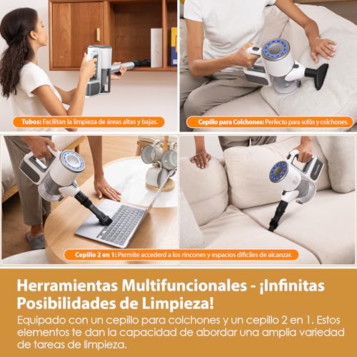 VersLife Aspiradora sin Cable S6PRO,30KPa Potente Aspirador Escoba Inalámbrico,Diseño Sin Enredos,30 min de Autonomía,Filtración HEPA,Ligera,para Pelo de Mascota y Suelo 5 Verslife Aspiradora Sin Cable S6pro,30kpa Potente Aspirador Escoba Inalámbrico,diseño Sin Enredos,30 Min De Autonomía,filtración Hepa,ligera,para Pelo De Mascota Y Suelo