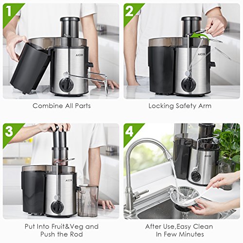 Juicer Centrifugal Juicer Machine Wide 3” Feed Chute Juice Extractor Easy to Clean, Fruit Juicer with Pulse Function and Multi Speed control, Anti-drip , Stainless Steel BPA-Free