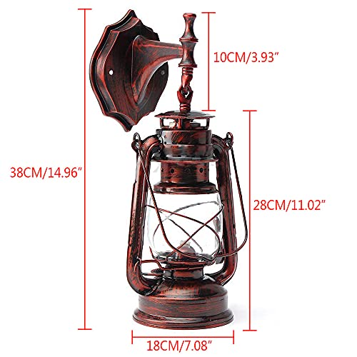 Image of Wall Sconces, Retro Antique Vintage Rustic Lantern Lamp Wall Sconce Light Fixture (Red Bronze - 1 Pcs)