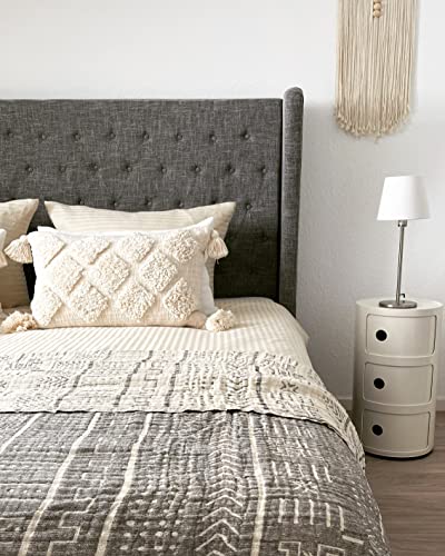 BOHORIA® Musselin Tagesdecke The Aztec Throw Single extra groß 130x170cm | 100% Baumwolle | Oeko-Tex® | Überwurf für Sofa, Sessel & Bett | Sofadecke Wolldecke Wohndecke (Obsidian)