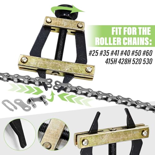 Image of Roller Chain Breaker Cutter Chain Connecting Holder Puller Set Fit for #25-#60,415H,428H,520,530 Chain, Roller Chains Replacement Tools for Bicycle Motorcycle Go Kart ATV
