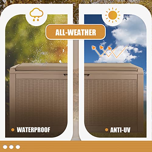 Image of Devoko 100 Gallon Resin Waterproof Outdoor Storage Box with Cushion