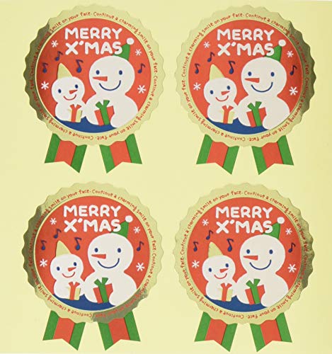 ギフトシール クリスマス リボン型 スノーマン (100枚) XS-4S