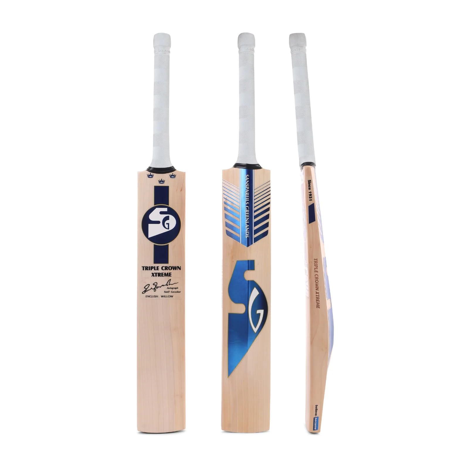 SG Premium English Willow Cricket bat - Short Handle, Adult Size - Bat Cover Included (Slammer Classic and Triple Crown Xtreme)