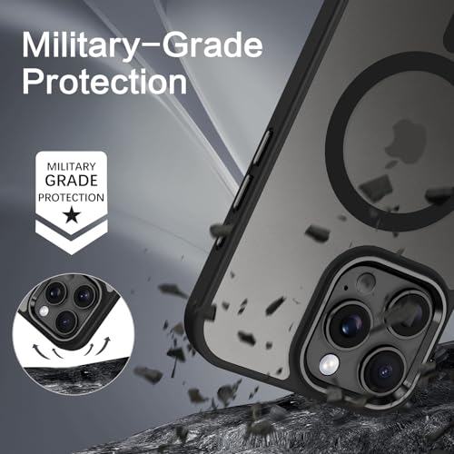 Image of BENTOBEN for iPhone 16 Pro Case [Compatible with Magsafe] Magnetic Matte Phone Case iPhone 16 Pro Translucent Slim Thin Shockproof Women Men Protective Cover Cases for iPhone 16 Pro 6.1 inch 2024, Black