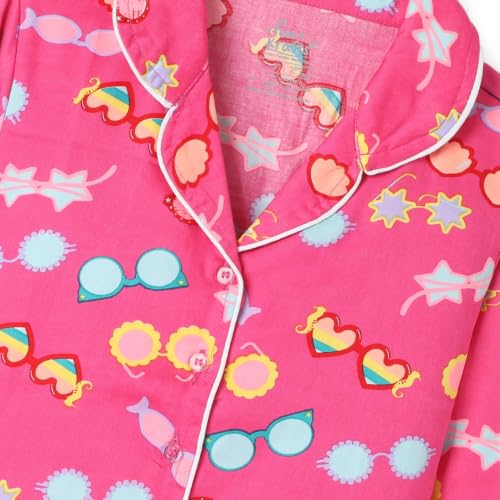 Image of Girls Premium Cotton Full Sleeves Printed Nightsuit Set | Collar Style Night Dress for Girls | Soft & Breathable Pajama Set | Trendy Kids Sleepwear & Nightwear