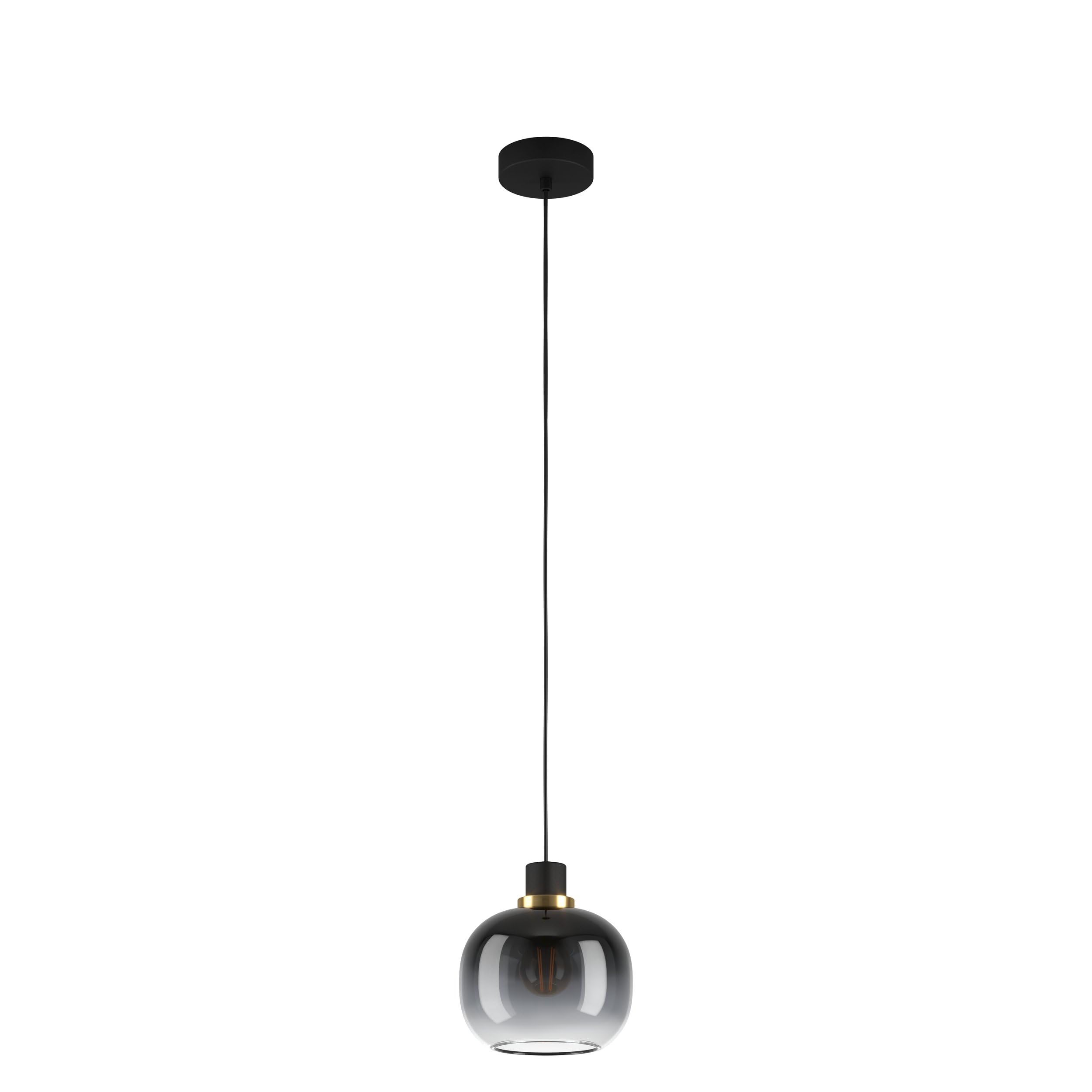 Eglo Unisex Black Oilella Glass And Metal 1 Light Pendant Light In
