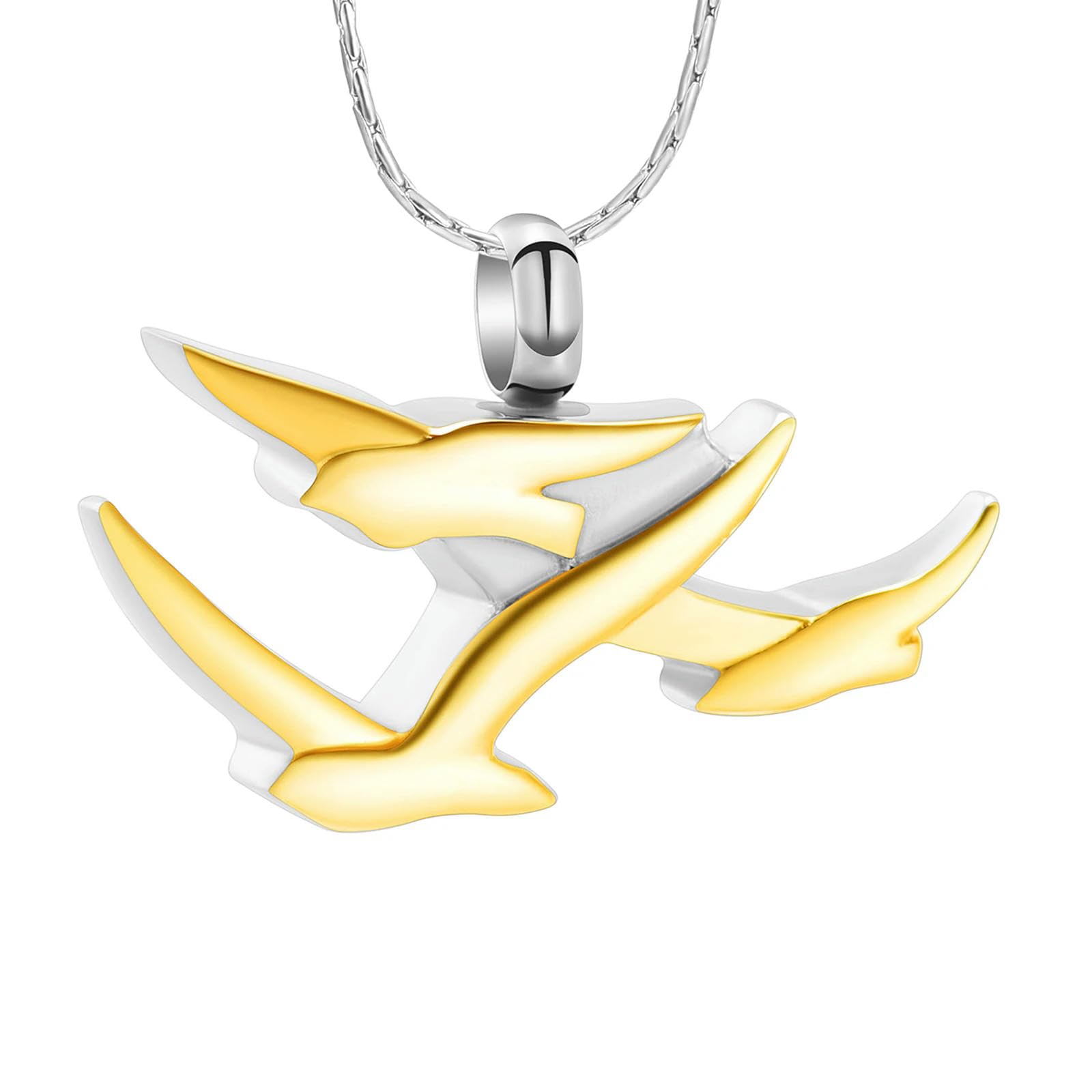Bijoux de crémation en acier inoxydable bicolore et pendentif avion