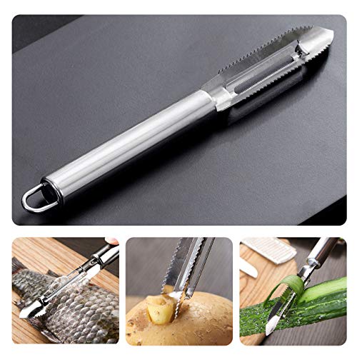 Stainless Steel Vegetable Peeler set of 3 pcs, Metal Peeler Set with Sharp Serrated Blade Cherry, Jujube Corer and Peeler Remover Set for Apple, Potato, Fruit Jujube, Vegetable Kitchen Gadgets Tools