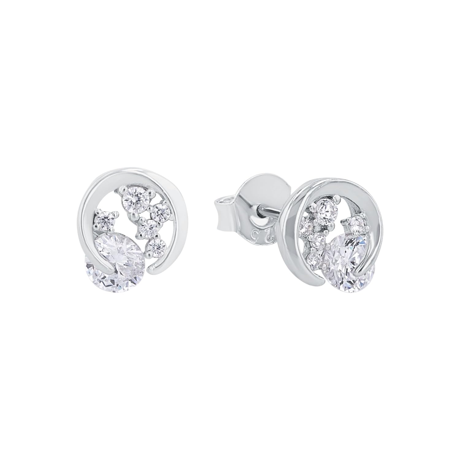 Amor Ohrstecker aus 925 Sterling Silber für Damen, Frauen-Ohrschmuck, Silber 925 rhodiniert, Motivschmuck, Geschenk für Frau und Freundin, Kommt in Schmuckbox