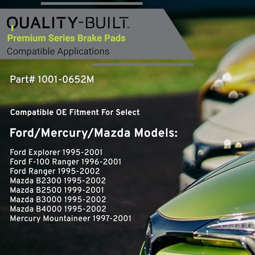 Image of QUALITY-BUILT Front Semi-Metallic Brake Pads, Premium 1001-0652M, Compatible with 1995-2002 Ford /Mazda /Mercury (B2300,B2500,B3000,B4000,Explorer,F-100 Ranger,Mountaineer,Ranger)