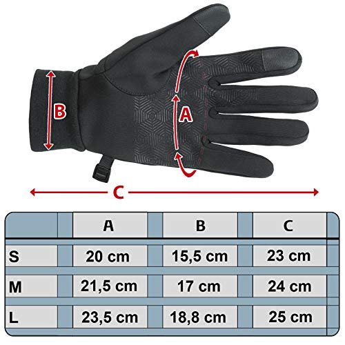 ALPIDEX rutschfeste Handschuhe Touchfunktion Warme Fahrrad Winterhandschuhe Laufhandschuhe, Größe:M