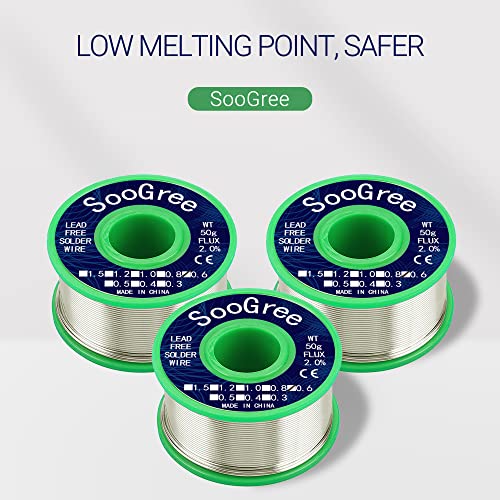 Image of SooGree Solder Wire Sn99.3 Cu0.7 with Rosin Core,Fine Alloy Electronics Soldering Electric Solder for Electrical, Electronic, Connector, DIY Soldering (0.6mm /50g)